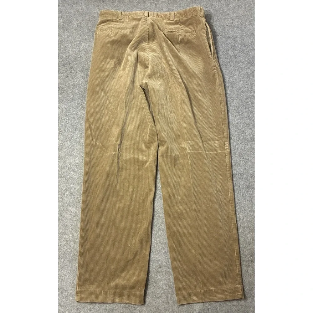 Vintage Polo Ralph Lauren Andrew Pant Mens 36x32 Tan Corduroy Pleated Trousers